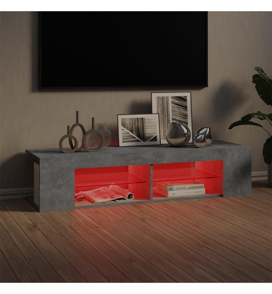 TV-Schrank mit LED-Leuchten Betongrau 135x39x30 cm
