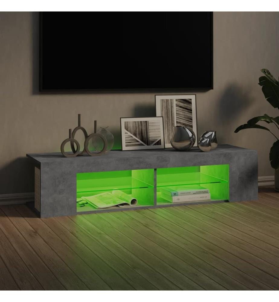 TV-Schrank mit LED-Leuchten Betongrau 135x39x30 cm