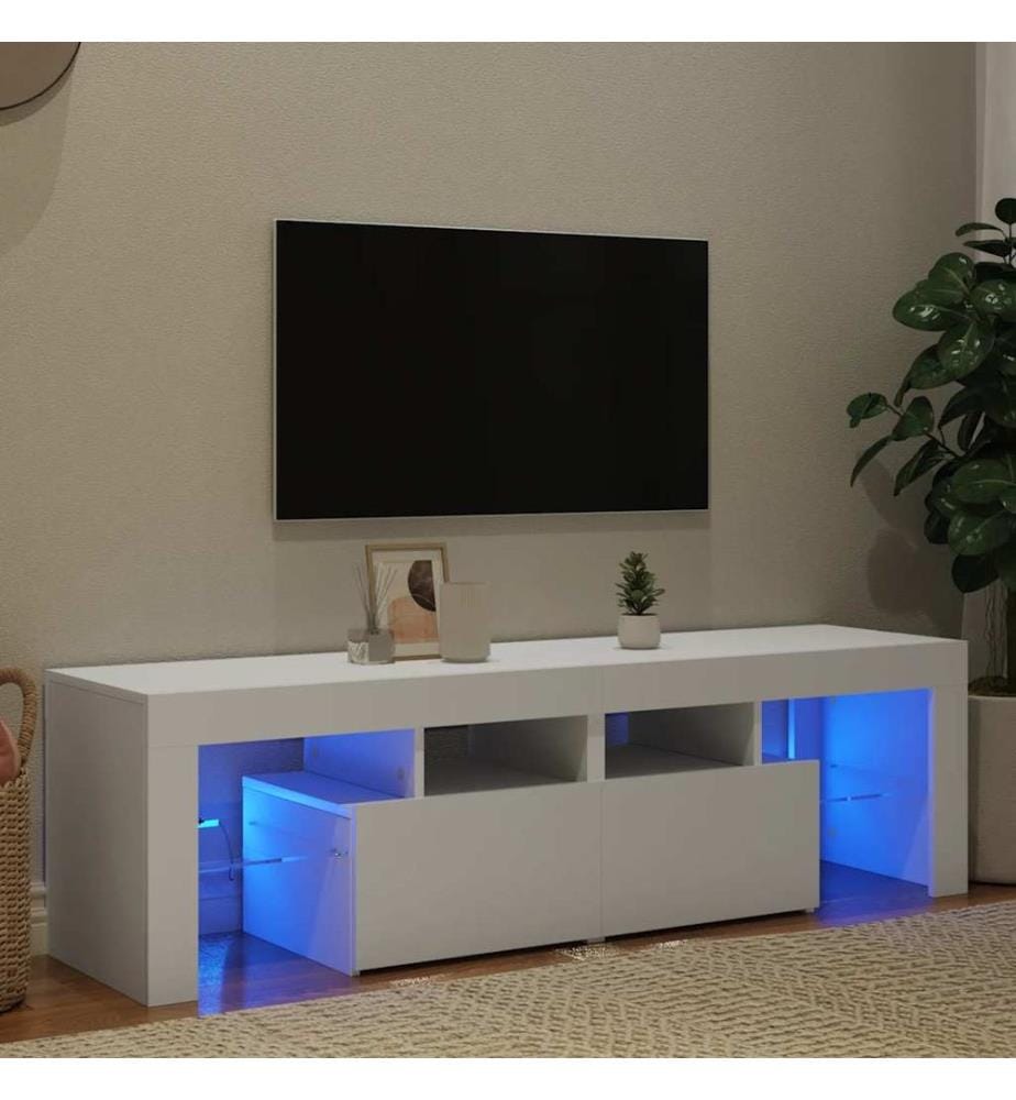 Meuble TV avec lumières LED Blanc 140x36,5x40 cm
