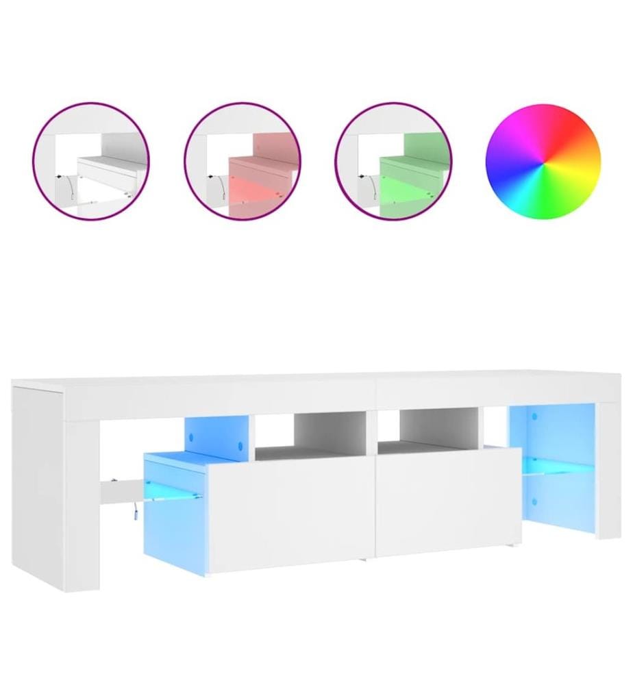 Meuble TV avec lumières LED Blanc 140x36,5x40 cm