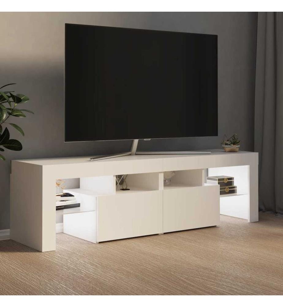 Meuble TV avec lumières LED Blanc 140x36,5x40 cm