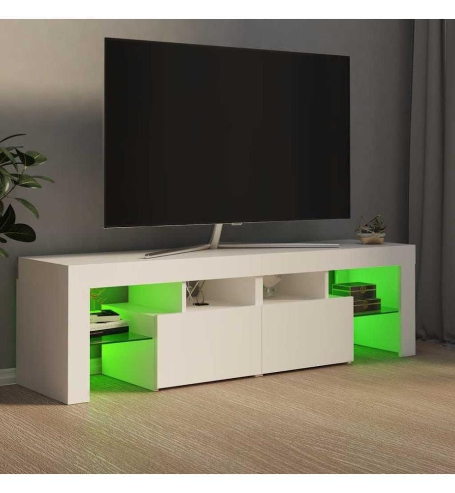 Meuble TV avec lumières LED Blanc 140x36,5x40 cm