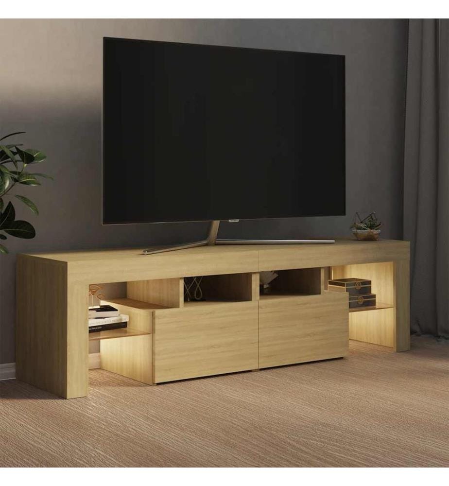 Meuble TV avec lumières LED Chêne sonoma 140x36,5x40 cm