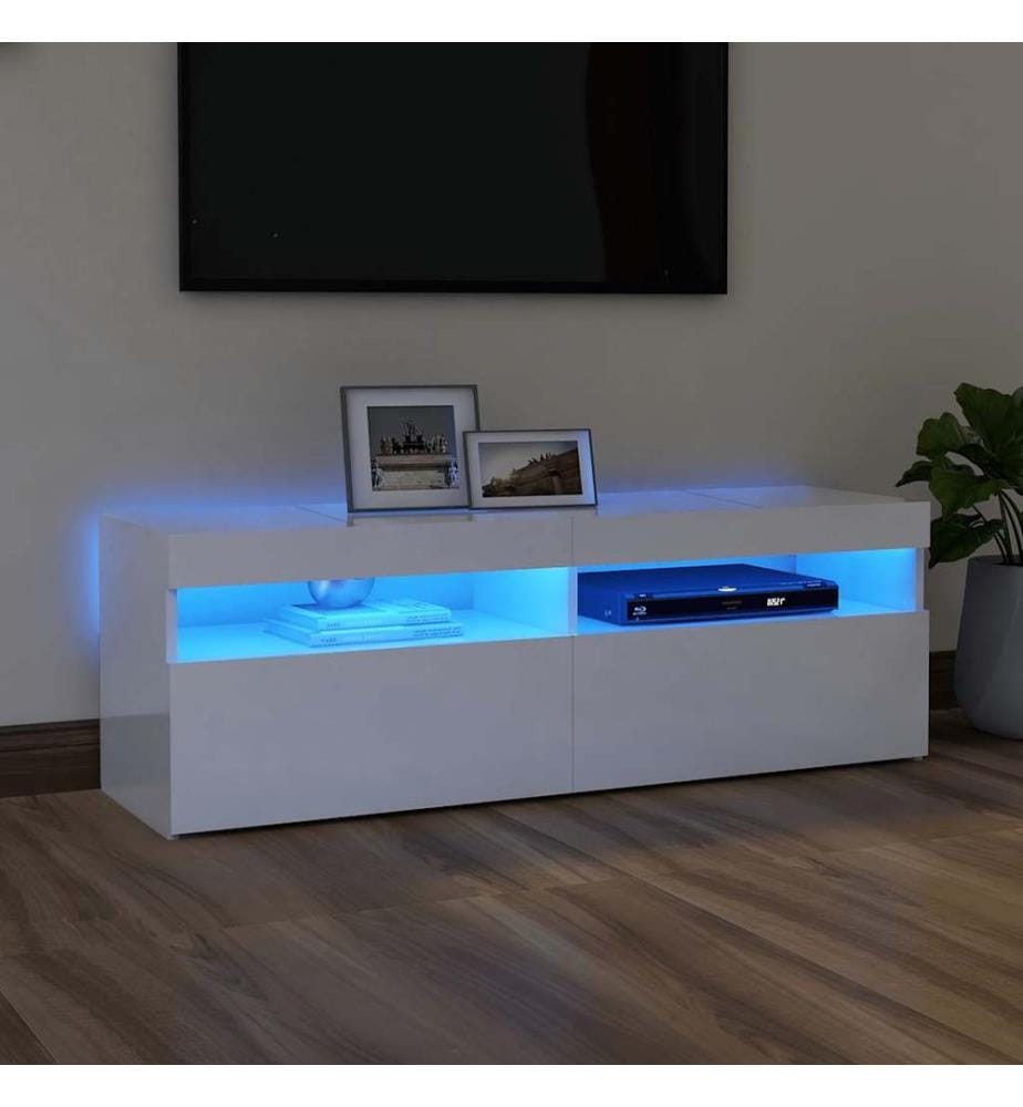 TV-Schrank mit LED-Leuchten Hochglanz-Weiss 120x35x40 cm