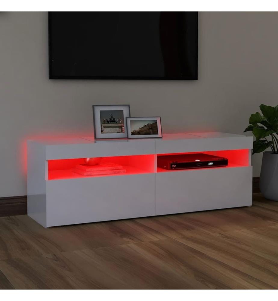 TV-Schrank mit LED-Leuchten Hochglanz-Weiss 120x35x40 cm