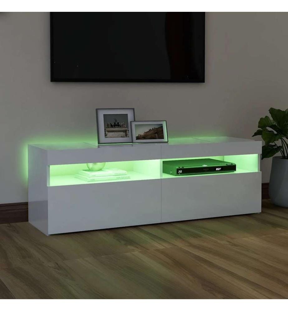 TV-Schrank mit LED-Leuchten Hochglanz-Weiss 120x35x40 cm