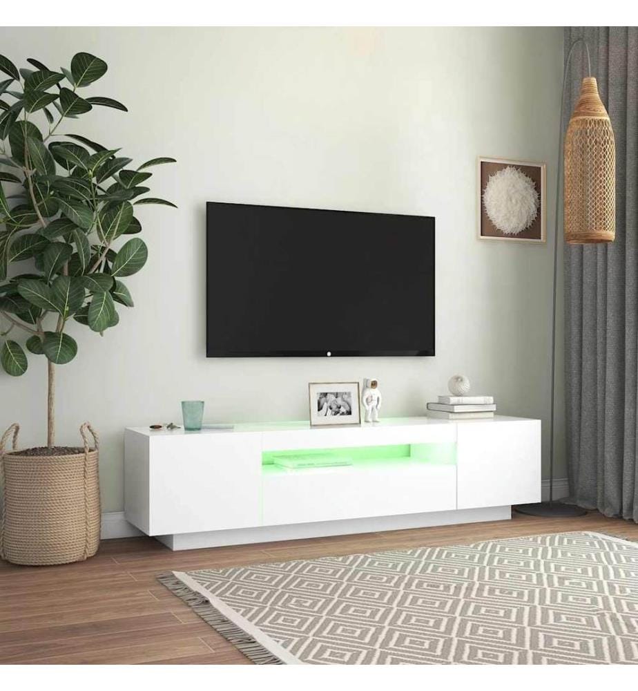 Meuble TV avec lumières LED blanc 160x35x40 cm