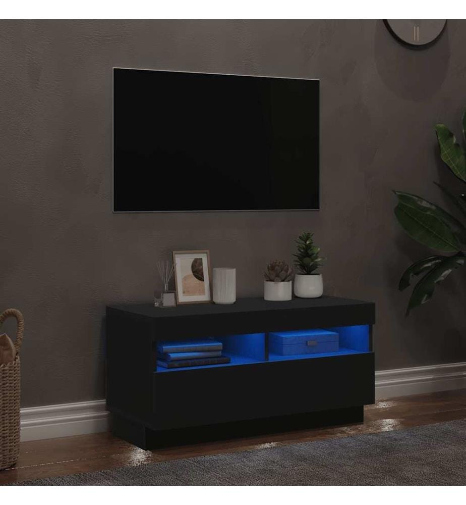 TV-Schrank mit LED-Leuchten Schwarz 80x35x40 cm