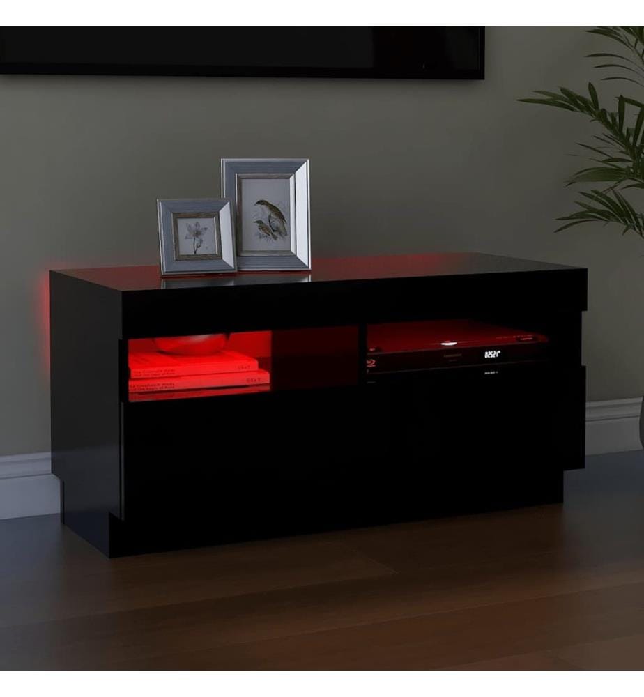TV-Schrank mit LED-Leuchten Schwarz 80x35x40 cm