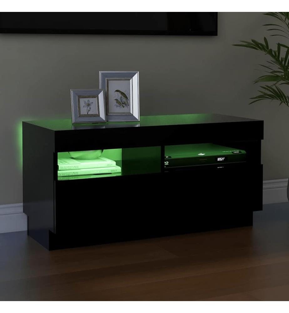 TV-Schrank mit LED-Leuchten Schwarz 80x35x40 cm