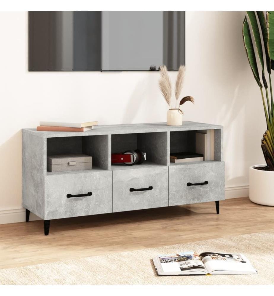 TV-Schrank Betongrau 102x35x50 cm Holzwerkstoff