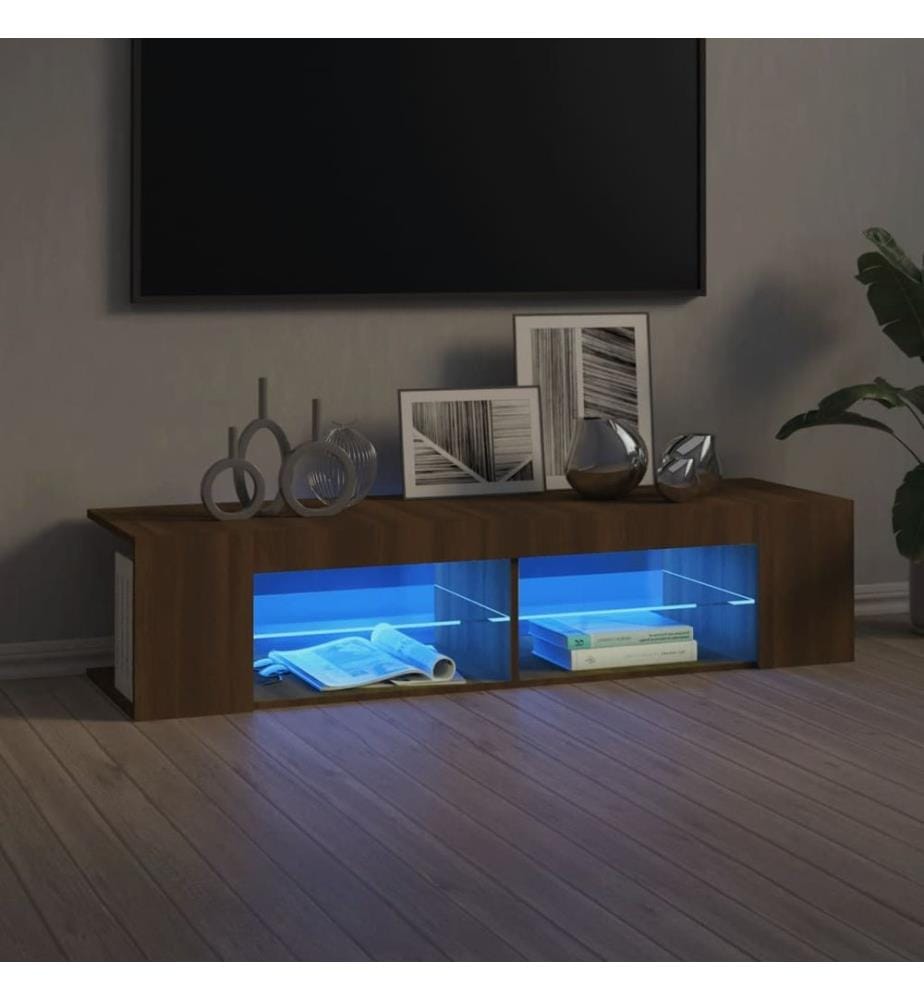 TV-Schrank mit LED-Leuchten Braun Eichen-Optik 135x39x30 cm