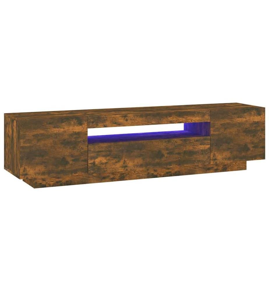 Meuble TV avec lumières LED Chêne fumé 160x35x40 cm