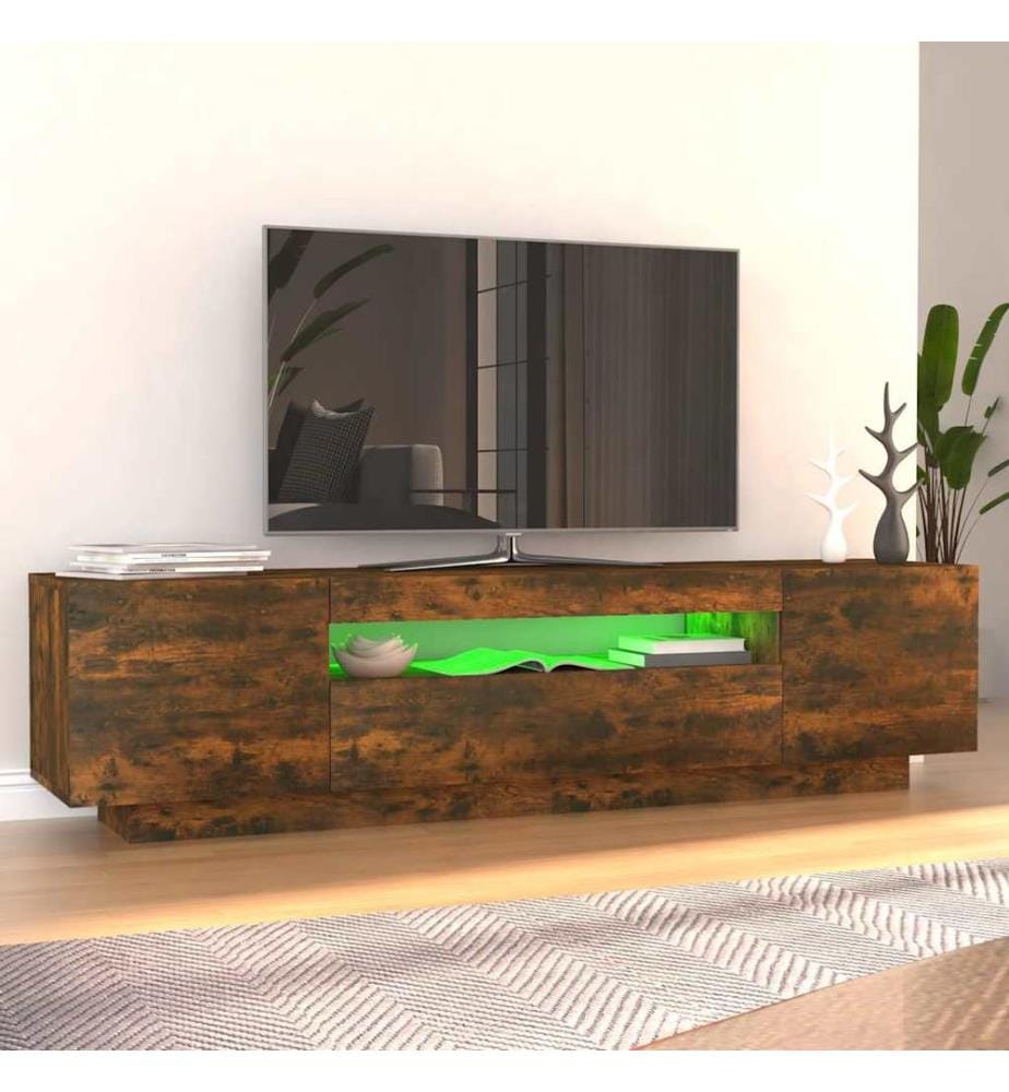 Meuble TV avec lumières LED Chêne fumé 160x35x40 cm