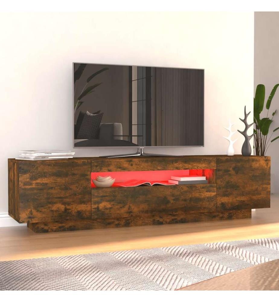 Meuble TV avec lumières LED Chêne fumé 160x35x40 cm