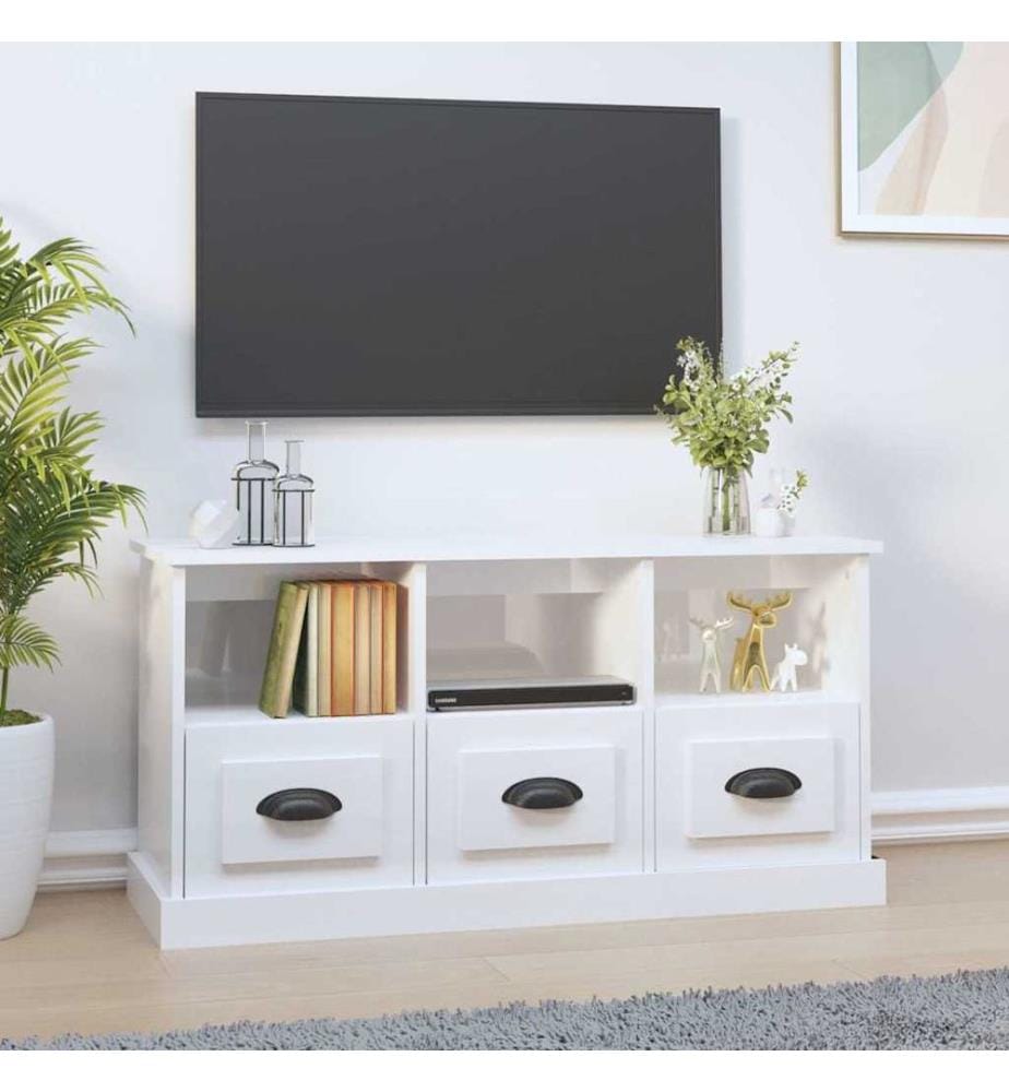 TV-Schrank Hochglanz-Weiss 100x35x50 cm Holzwerkstoff