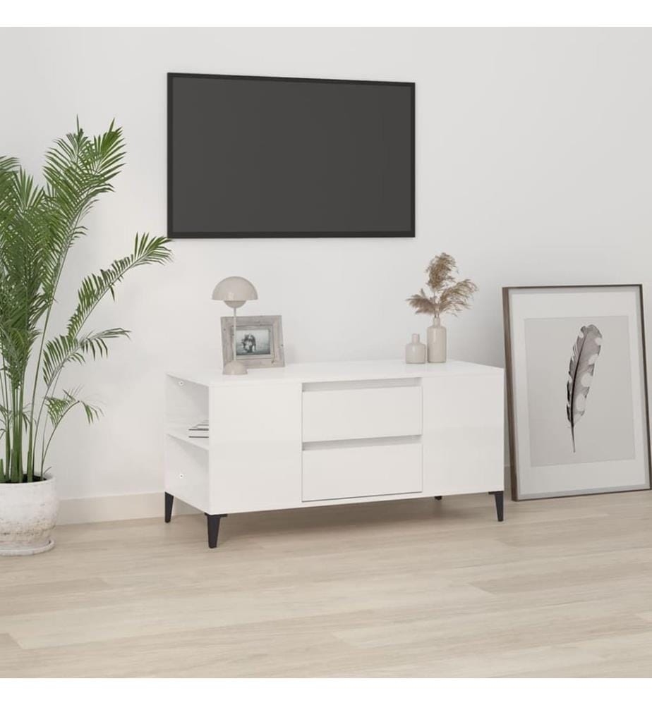 TV-Schrank Hochglanz-Weiss 102x44,5x50 cm Holzwerkstoff