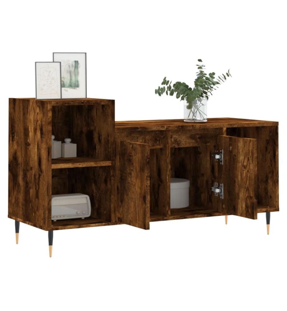Meuble TV Chêne fumé 100x35x55 cm Bois d'ingénierie