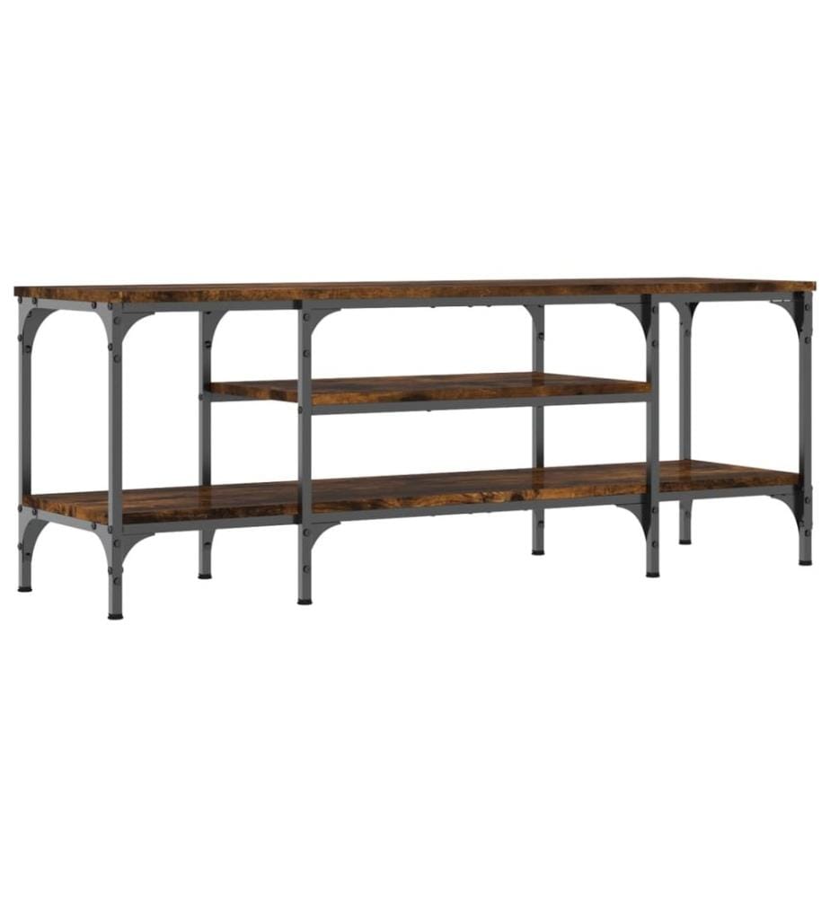 Meuble TV chêne fumé 121x35x45 cm bois d'ingénierie et fer
