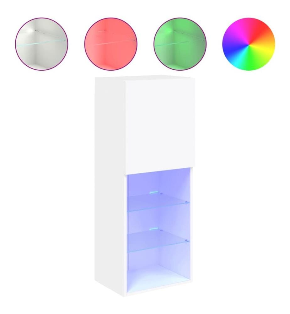 TV-Schrank mit LED-Leuchten Weiss 40,5x30x102 cm