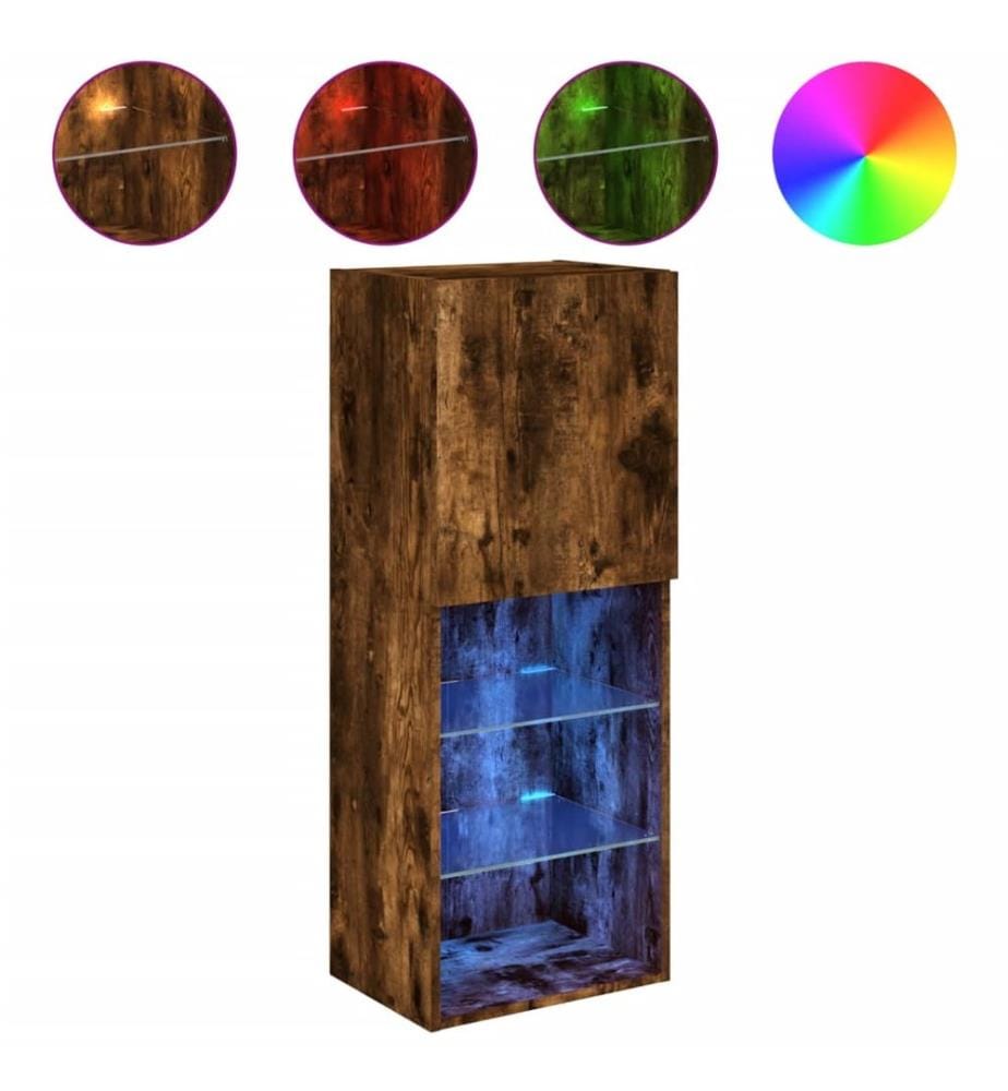 TV-Schrank mit LED-Leuchten Räuchereiche 40,5x30x102 cm