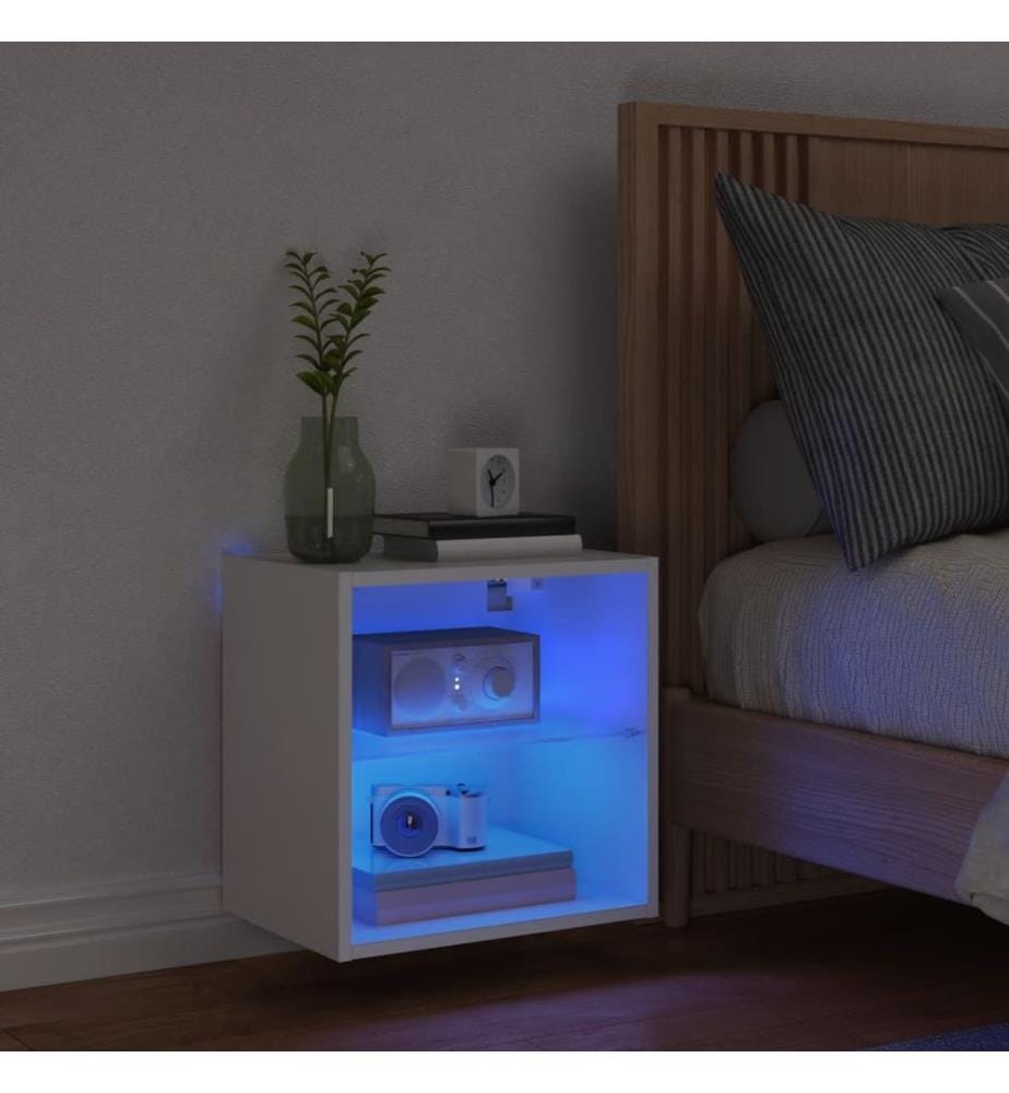 Wand-Nachttisch mit LED-Leuchten Weiss