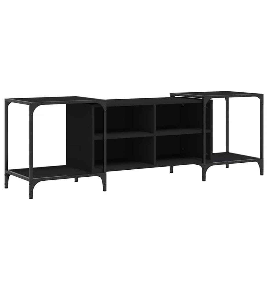 Meuble TV noir 153x37x50 cm bois d'ingénierie