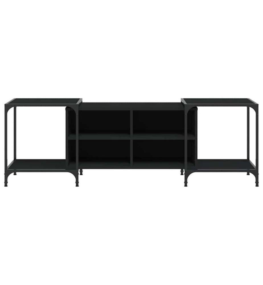 Meuble TV noir 153x37x50 cm bois d'ingénierie