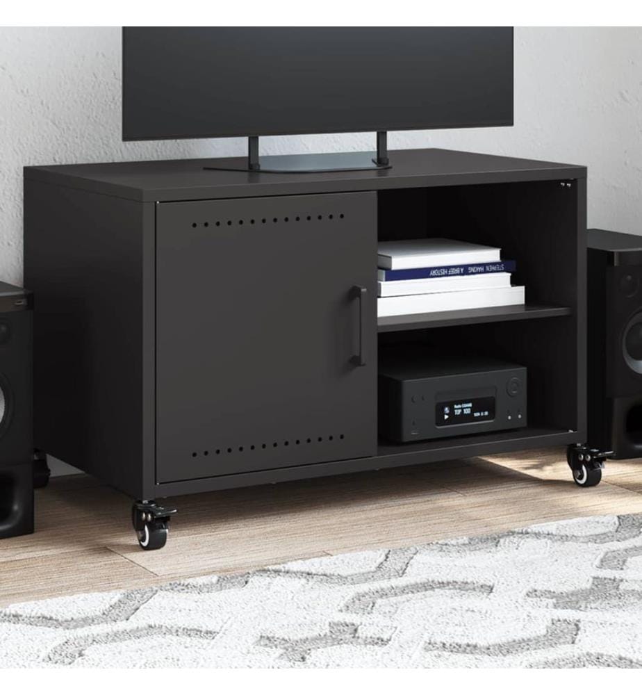 Meuble TV noir 68x39x43,5 cm acier
