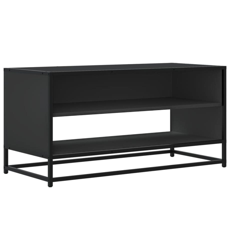 Meuble TV noir 91x40x46 cm bois d'ingénierie et métal