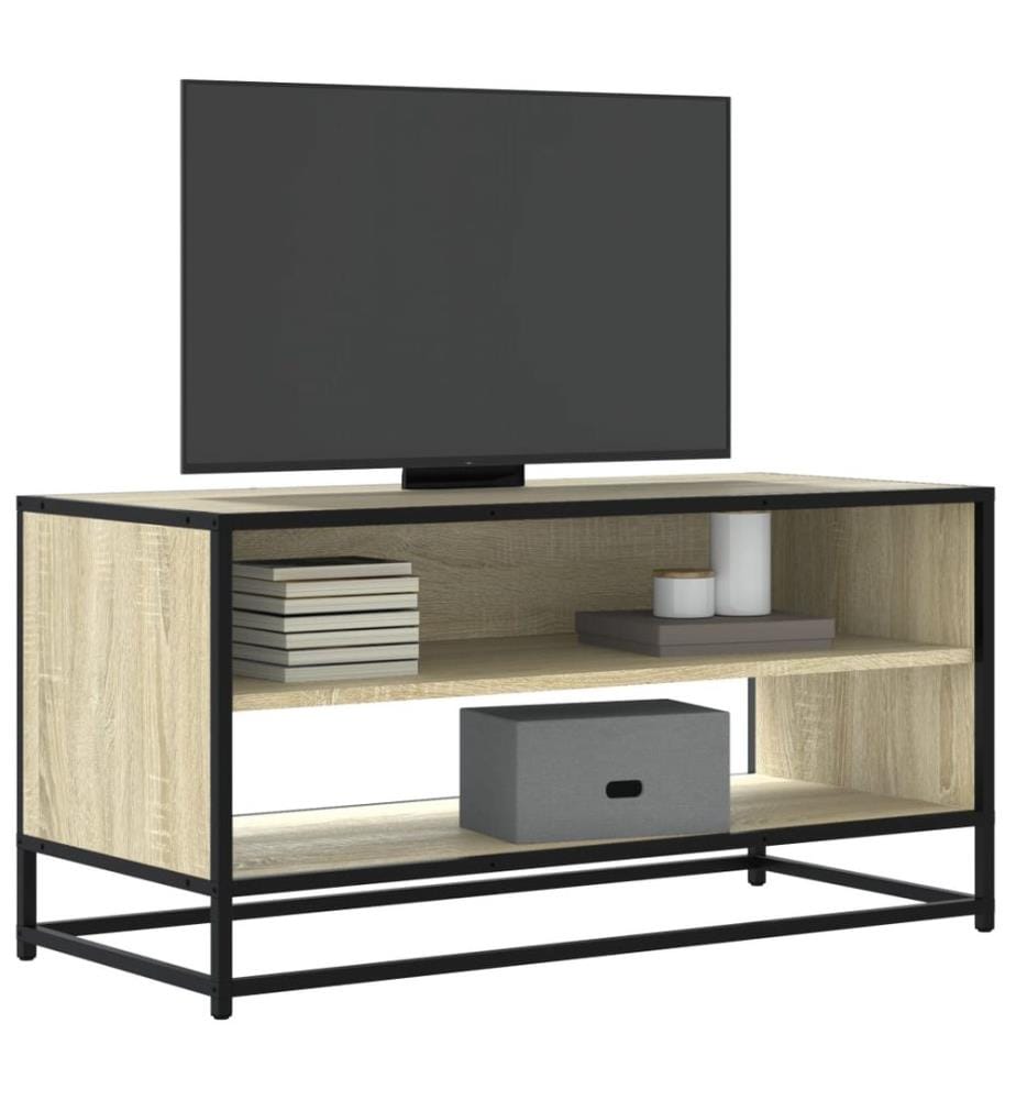 Meuble TV chêne sonoma 91x40x46 cm bois d'ingénierie et métal