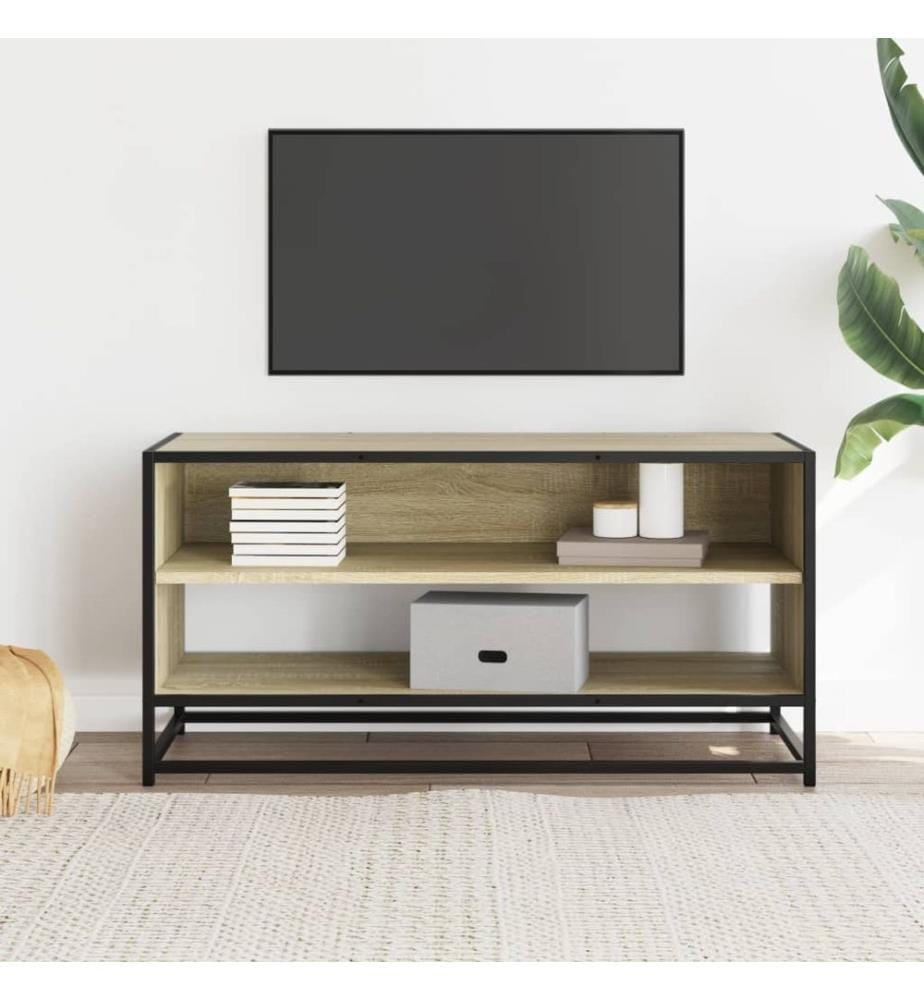 Meuble TV chêne sonoma 91x40x46 cm bois d'ingénierie et métal