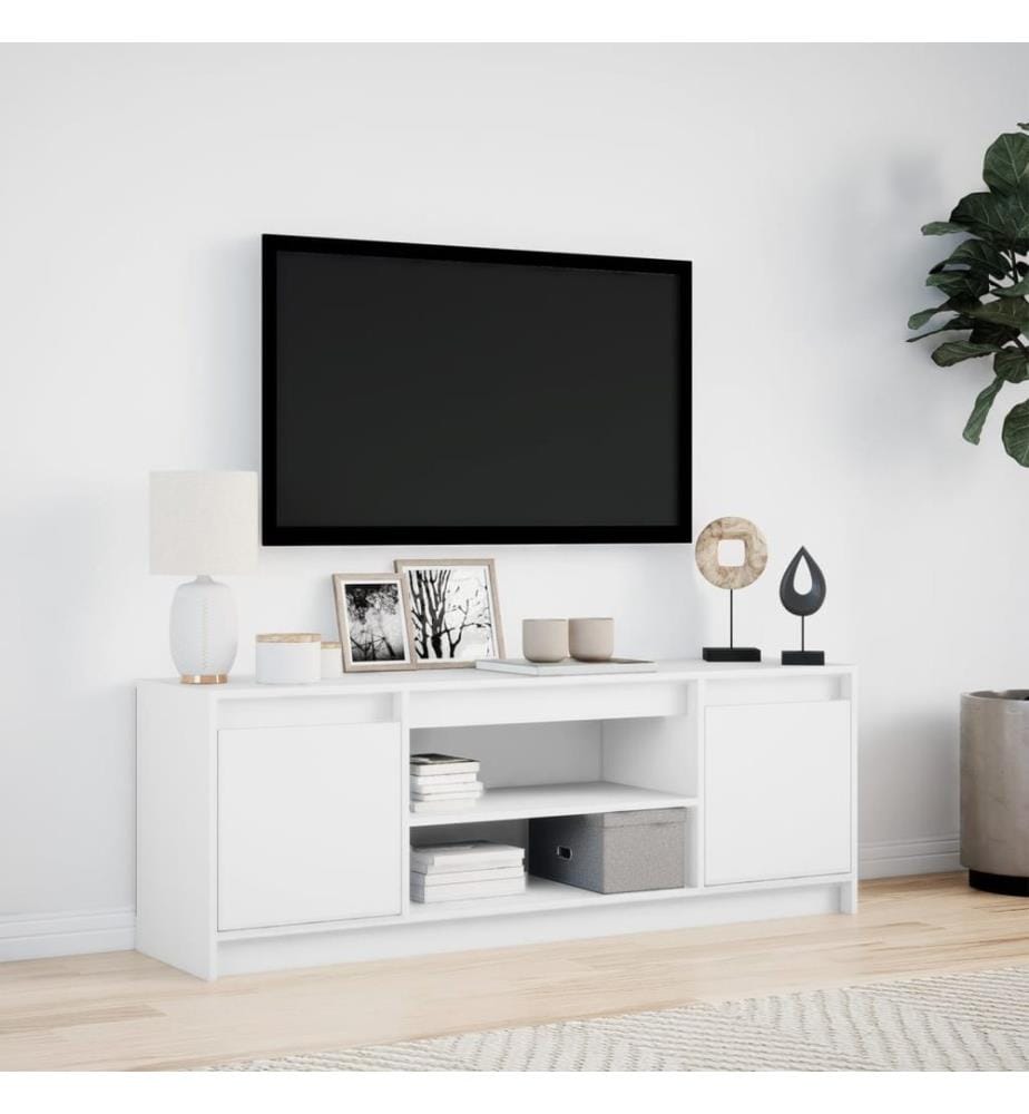 Meuble TV avec LED blanc 139,5x34x50 cm bois d'ingénierie