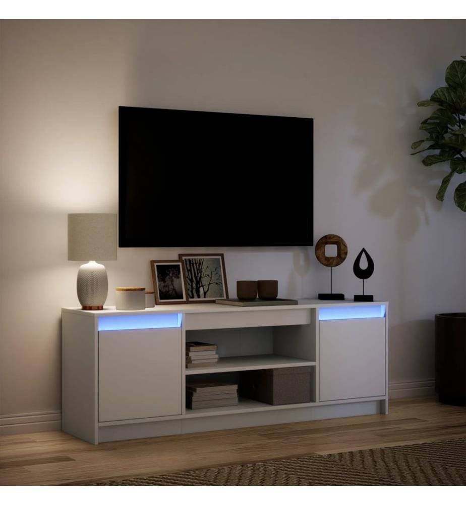 Meuble TV avec LED blanc 139,5x34x50 cm bois d'ingénierie