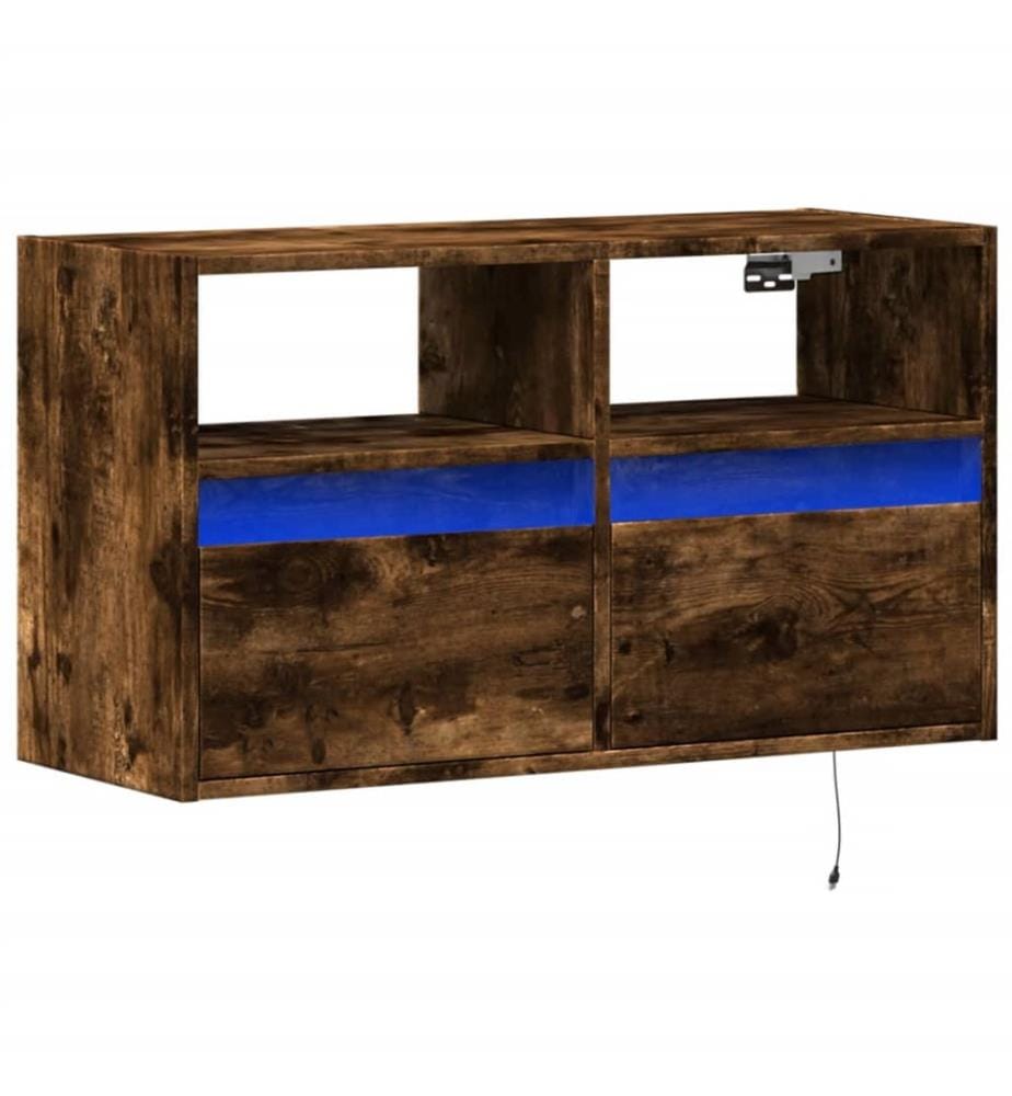 TV-Wandschrank mit LED-Beleuchtung Räuchereiche 80x31x45 cm