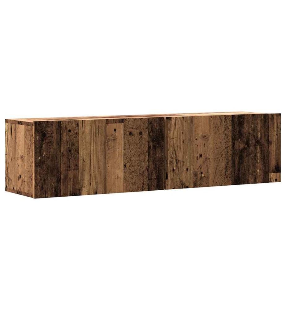 Meuble TV mural vieux bois 120x30x30 cm bois d'ingénierie