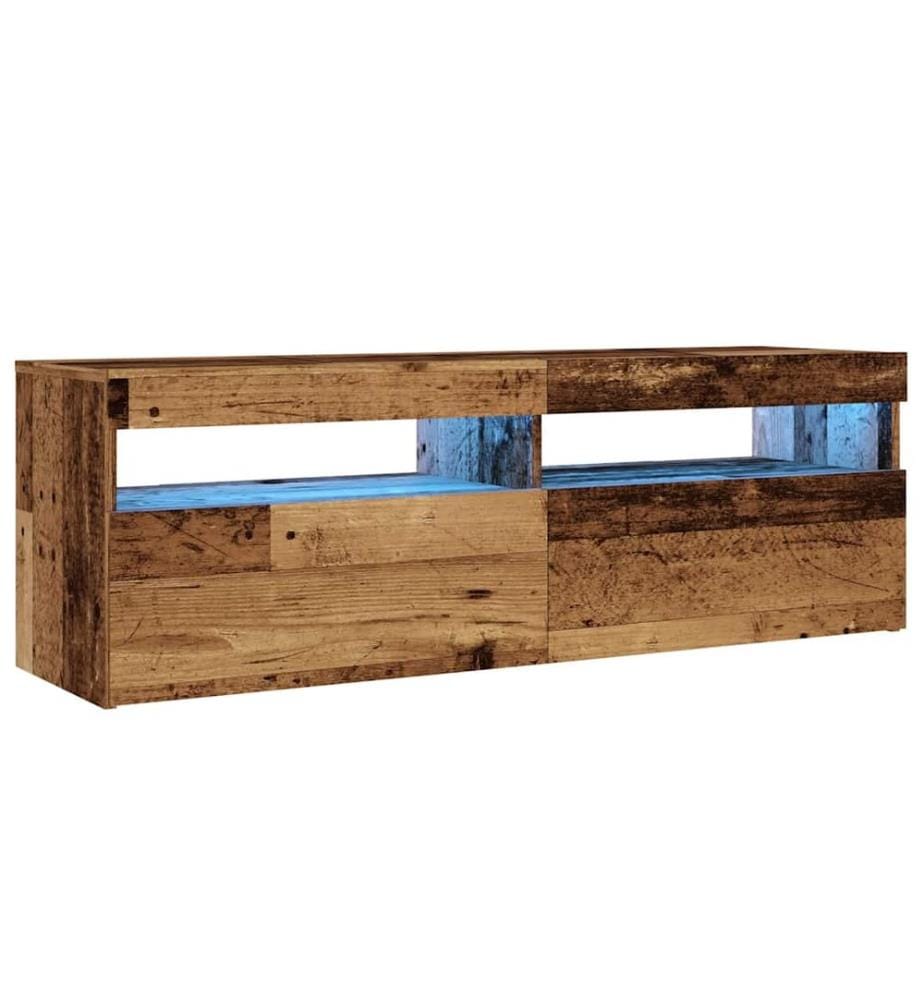 Meuble TV avec lumières LED vieux bois bois d'ingénierie