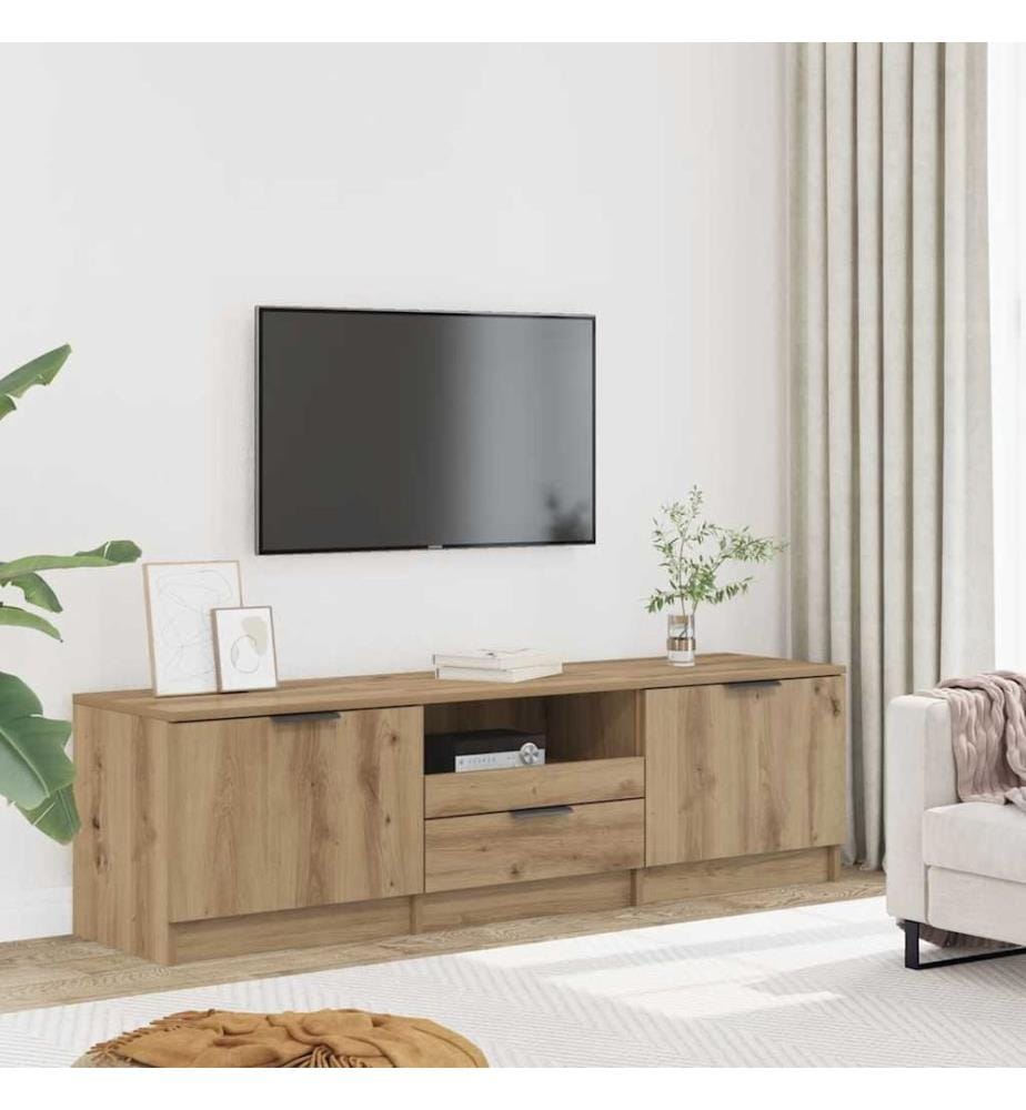 Meuble TV Chêne Artisan 140x35x40 cm Bois d'ingénierie