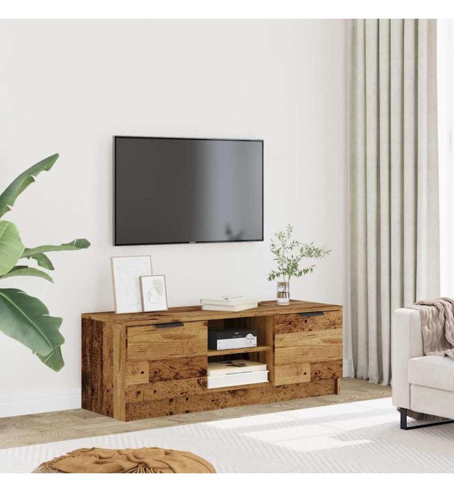Meuble TV vieux bois 102x35x36,5 cm bois d'ingénierie