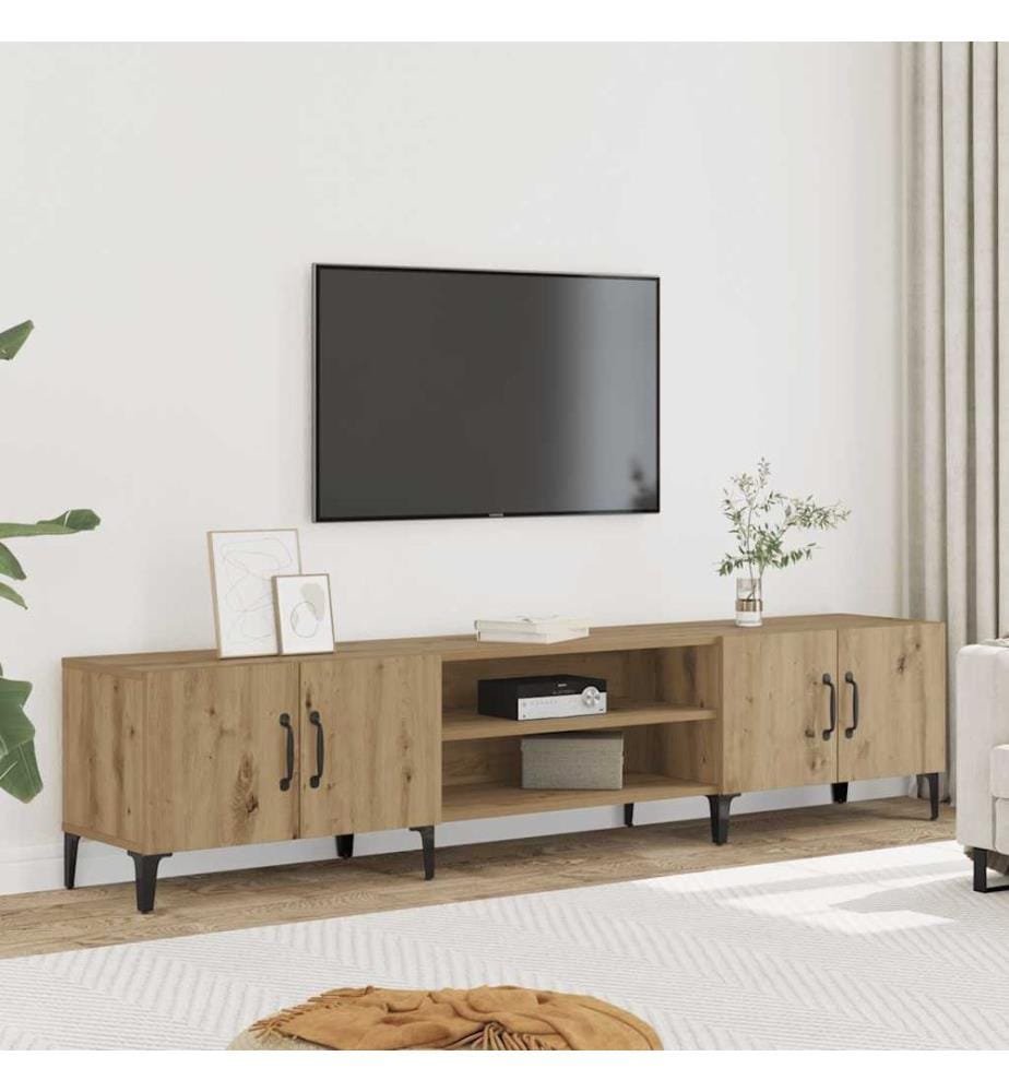 Meuble TV chêne artisanal 180x31,5x40 cm bois d'ingénierie