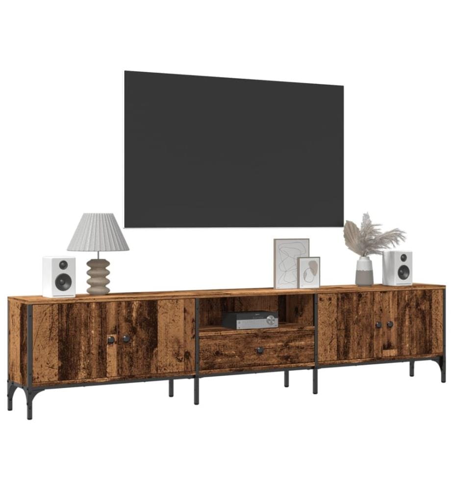 Meuble TV avec tiroir vieux bois 200x25x44 cm bois d'ingénierie