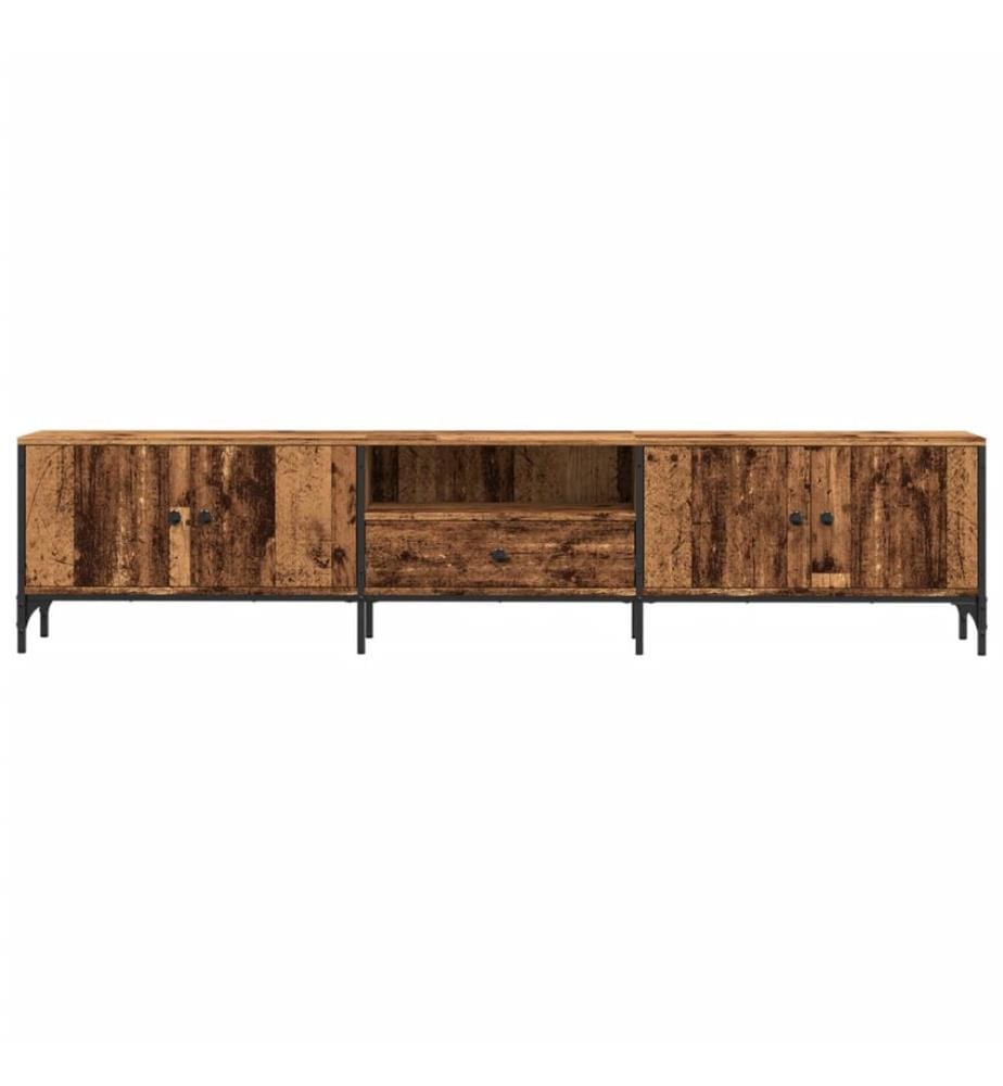 Meuble TV avec tiroir vieux bois 200x25x44 cm bois d'ingénierie