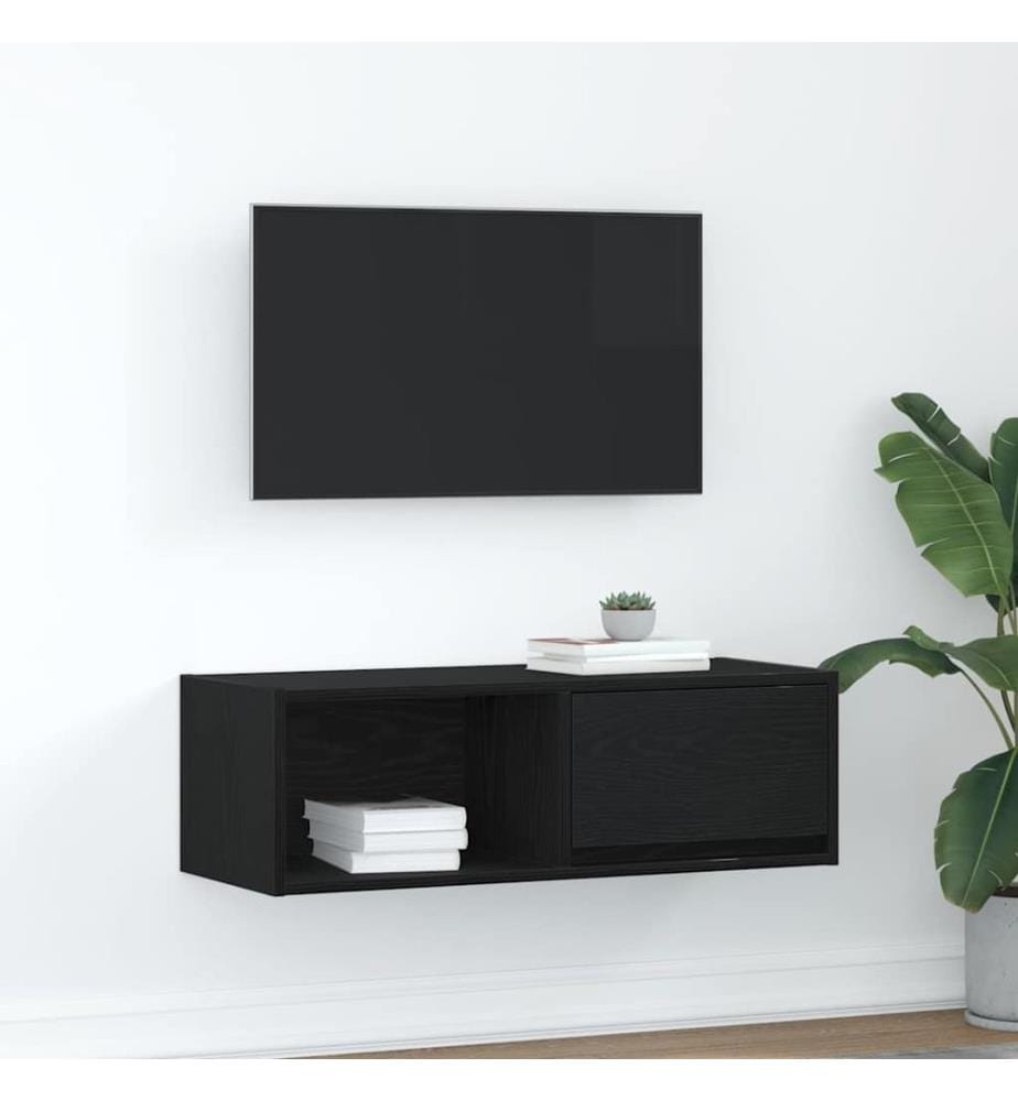 TV-Schrank Schwarz Eichen-Optik 80x31x25,5 cm Holzwerkstoff