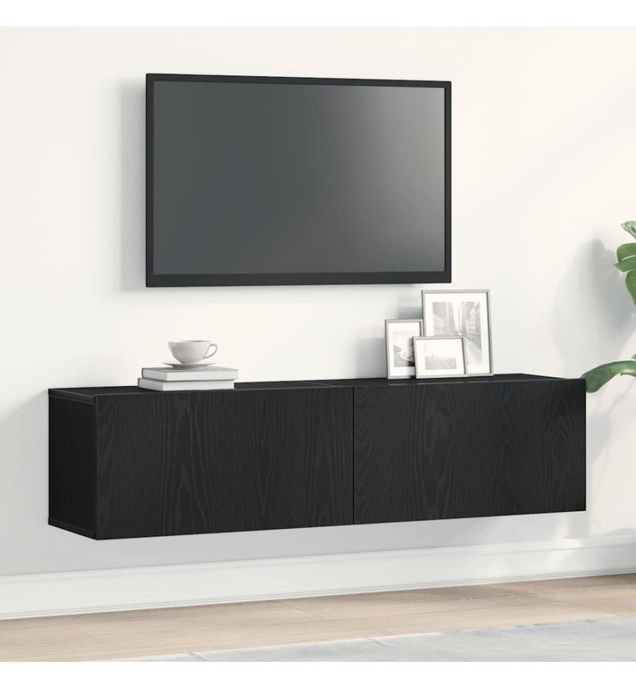 Meuble TV chêne noir 120x30x30,5 cm bois d'ingénierie