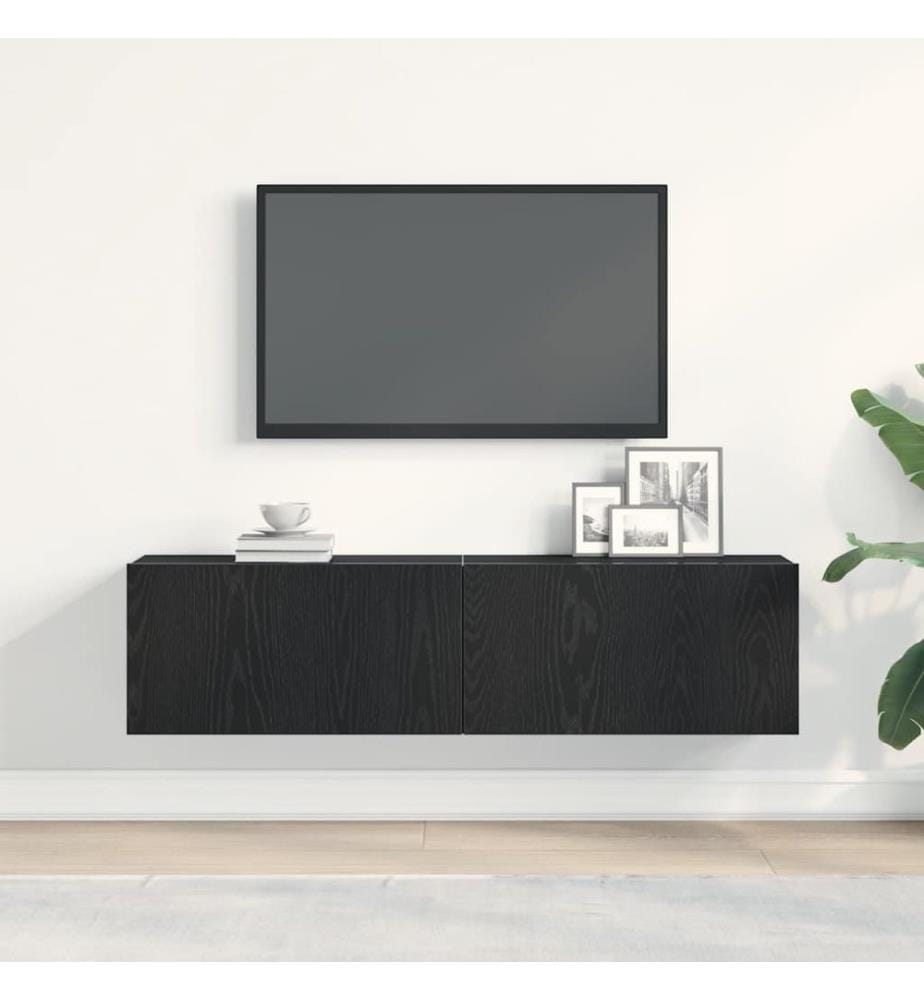 Meuble TV chêne noir 120x30x30,5 cm bois d'ingénierie