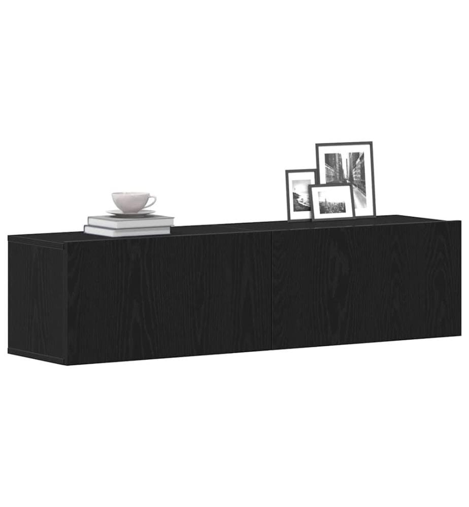 Meuble TV chêne noir 120x30x30,5 cm bois d'ingénierie
