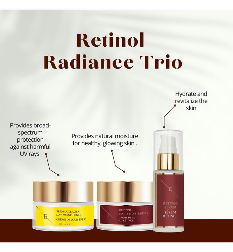 Retinol Serum 30 ml + Retinol Night Moisturiser 50 ml + SPF50 Collagen Day Cream 50 ml