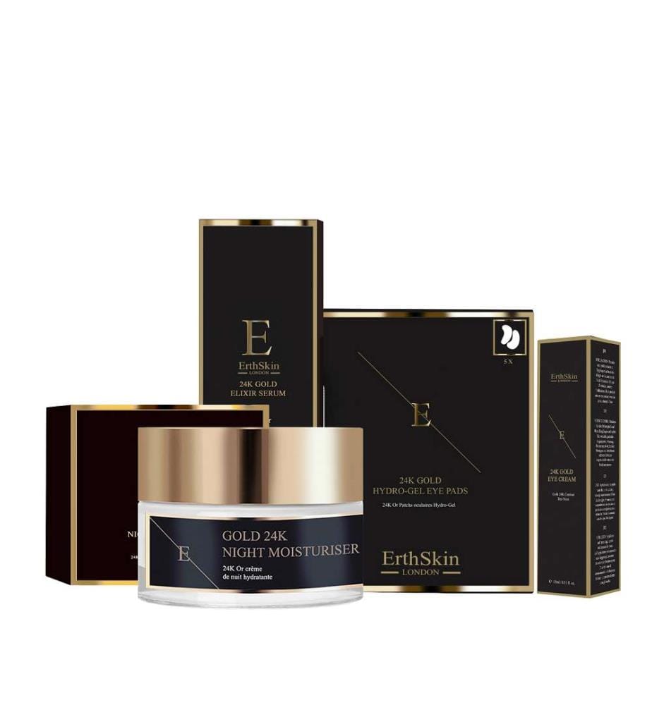 Sérum Elixir Anti-Rides 24K Or + Crème de Nuit Anti-Rides 24K Or+ Crème Sous les Yeux 24K Or + Patch Sous les Yeux Collagène Or 24K Or - 5X2 Pads