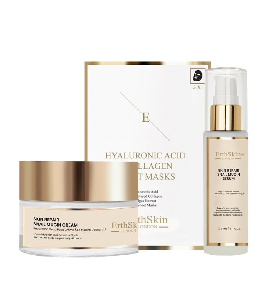 Crema alla Mucina di Lumaca 50ml + Siero alla Mucina di Lumaca 60ml + Maschera all'Acido Ialuronico e Collagene (3 Fogli)