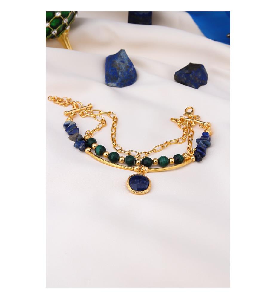 Armbänder aus Lapislazuli und Malachit – Grün und Dunkelblau 